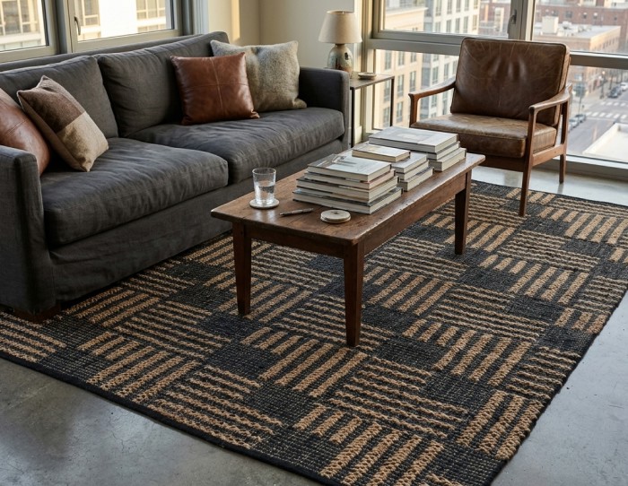 black flatweave rug